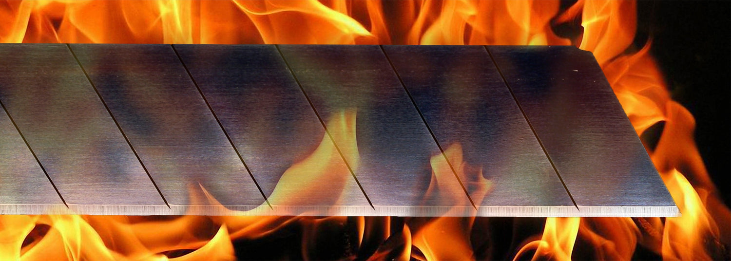 Tradegear Online's KDS EVO Black snap-off blade in flames