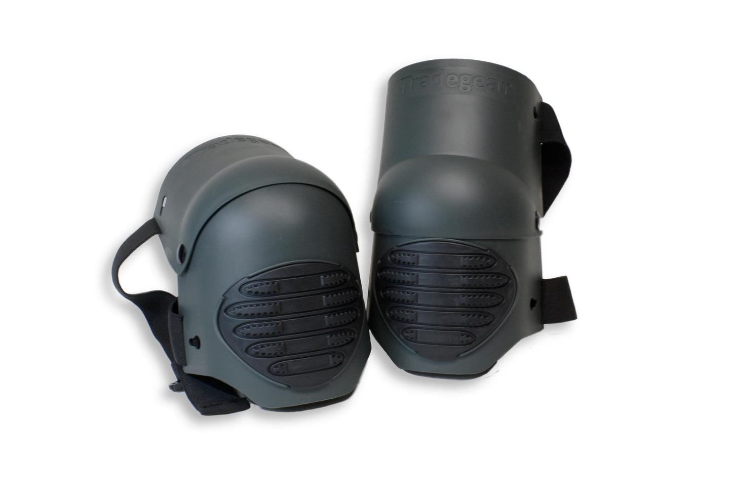 Set of Tradegear Safety Kneepads showing unique jointed design with one flexed, one extended.